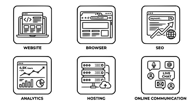 Minimal web UI vector icon set website and internet illustrations