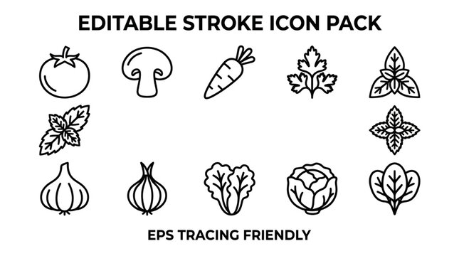 Vegetable icons in line style.