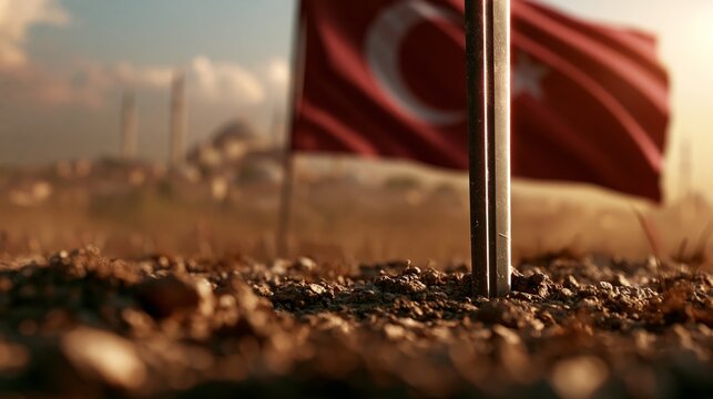 epic historical conquest poster with sword flag and battlefield atmosphere