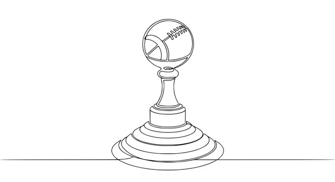 American Football Trophy Icon - Continuous Line Drawing