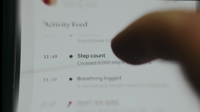 Activity feed from a health and fitness tracking application