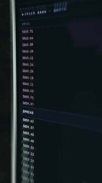 order book showing real-time buy and sell orders