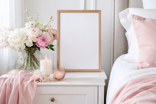 frame mockup in bedroom