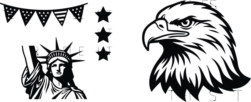 Patriotic american symbols clip art