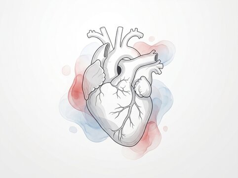 Minimal Human Heart Failure Line Art Medical Anatomy Illustration for Healthcare