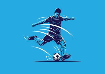 Fototapeta premium Soccer player kicking a ball with motion lines