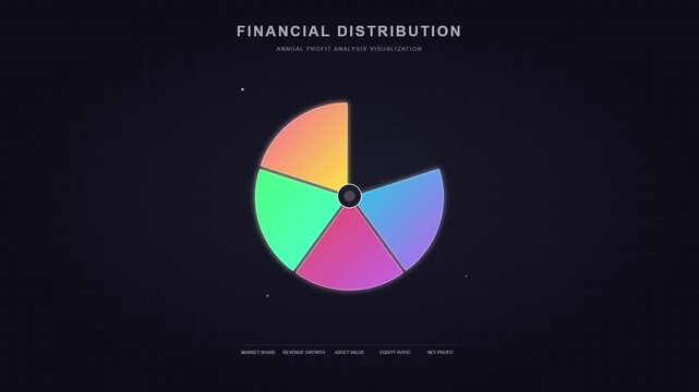 financial profit pie chart distribution data visual animation