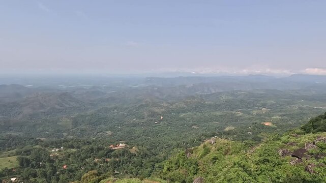 Panoramic Down South View from Haputale Mountain Peak in Sri Lanka Highlands