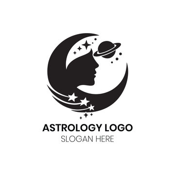 Astrology logo design for mystical zodiac tarot card reader creative vector template