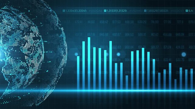 Global economy digital data visualization analyzing business trends