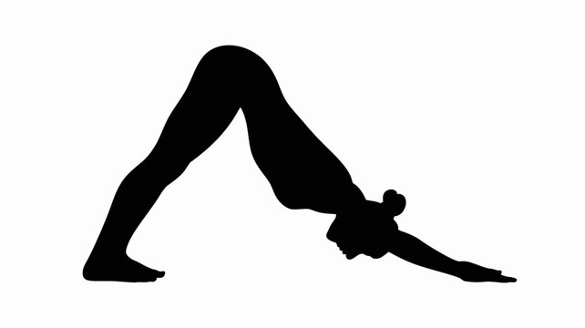 Person doing downward dog yoga pose in relaxed position