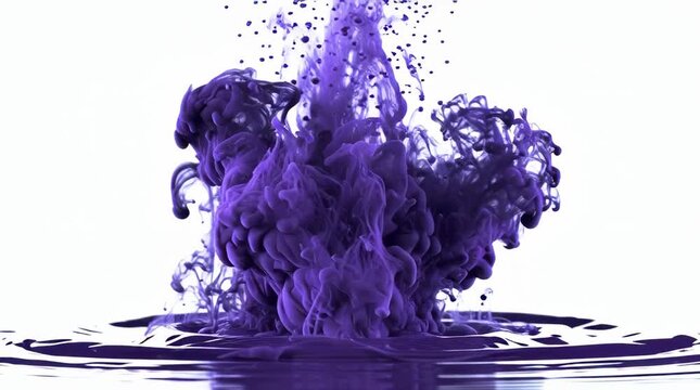 Abstract purple ink diffusion in water explosion