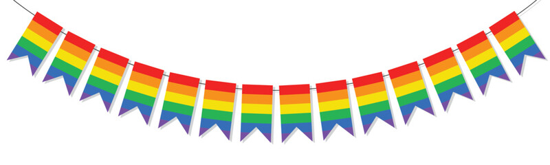 Decor Pride month banner with flat strip rainbow ribbons. LGBTQ kinetic typography background, inclusive pride month header © Manish Dhawan
