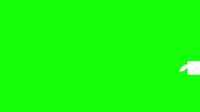 flying envelope mail icon green screen communication asset