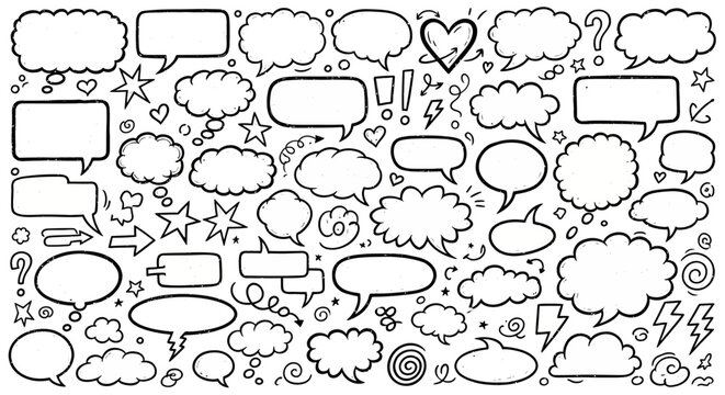 comic speech bubbles and thought clouds, illustration for conversation and dialogue concept