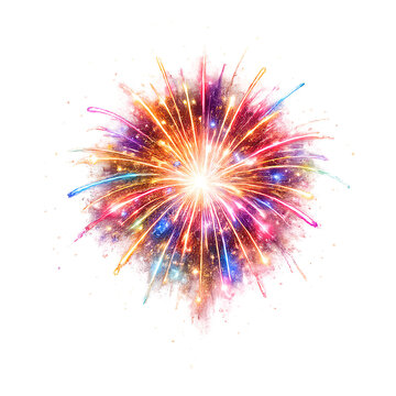 Colorful Fireworks Explosion on Isolated Background
