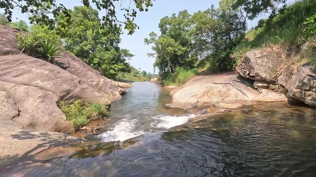 Upper Diyaluma Natural Rock Pool Sri Lanka Tropical Highlands Scenic Waterfall Landscape