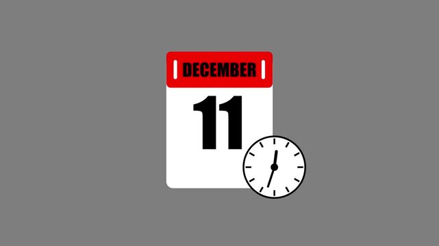 Futuristic November 11 calendar icon featuring dynamic watch animation. High-Resolution motion graphics template for digital scheduling, smart reminders, countdown interfaces, and timeline.4k video