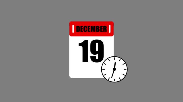 Futuristic November 19 calendar icon featuring dynamic watch animation. High-Resolution motion graphics template for digital scheduling, smart reminders, countdown interfaces, and timeline.4k video