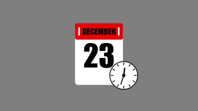Futuristic November 23 calendar icon featuring dynamic watch animation. High-Resolution motion graphics template for digital scheduling, smart reminders, countdown interfaces, and timeline.4k video