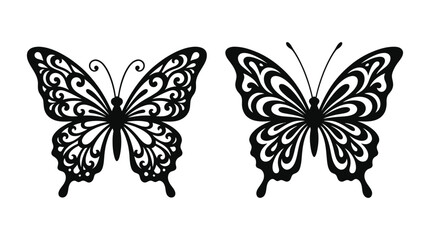 Fototapeta premium two butterflies with intricate patterns silhouette butterfly