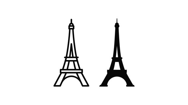 eiffel tower silhouette and outline paris landmark
