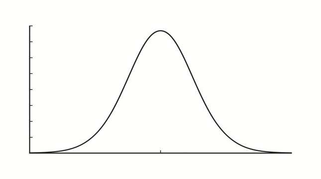 Minimalist Monochrome Gaussian Bell Curve Distribution Graph Vector Illustration