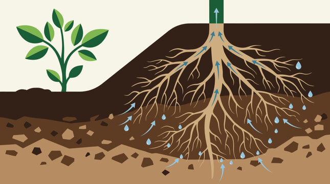 Young plant seedling with extensive root system.