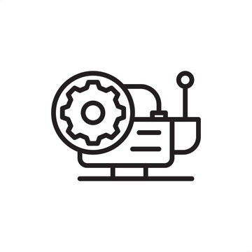 Robot gearbox icon symbolizing torque multiplication, representing hardware, factory tools, robotics gear, safety systems, and logistics for speed reduction and zero backlash joint calibration.