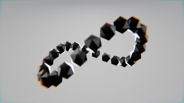looping 3d geometric icospheres on solid colour background, abstract 3d looping background wallpaper