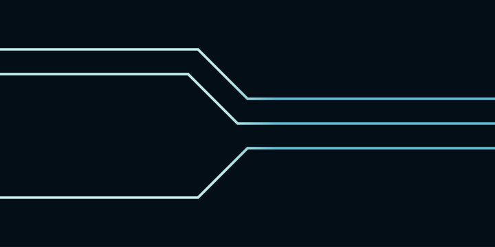 Abstract circuit line layout with angular connections on solid dark background view.