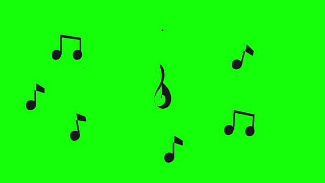 musical note flying melody sound green screen animation