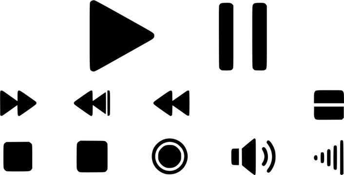 Media Player Buttons icon set, Play and pause buttons sign, Video Audio Player button symbol, vector illustration