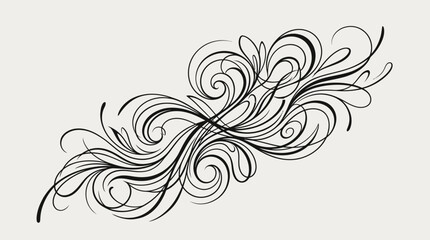 Fototapeta premium Elegant Swirl Flourish Ornament - Black Ink Design on Light Background