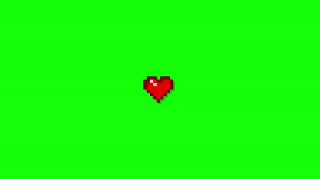pixel art heart beat green screen retro animation