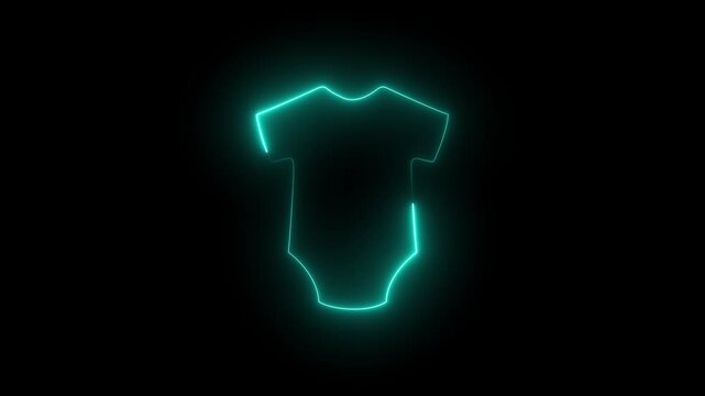 Onesie glowing neon flat vector icon and symbol design.neon 4k cloth icon animation.4k motion graphics video animation