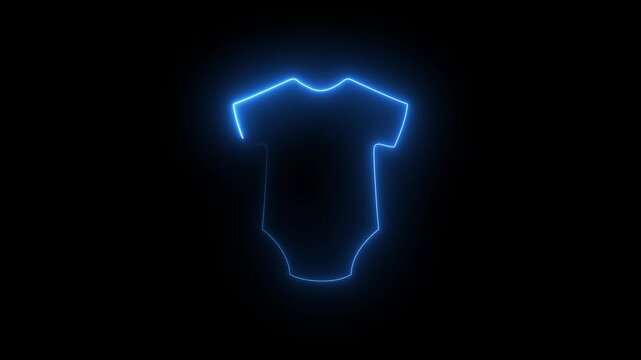 Onesie glowing neon flat vector icon and symbol design.neon 4k cloth icon animation.4k motion graphics video animation