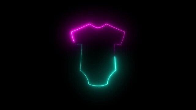 Onesie glowing neon flat vector icon and symbol design.neon 4k cloth icon animation.4k motion graphics video animation
