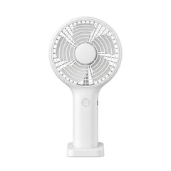 White handheld portable desk fan on transparent background © PNG Lab
