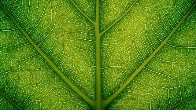Vibrant green leaf macro, detailed intricate veins and organic texture, symbolizing natural growth, botanical beauty, and fresh ecological vitality