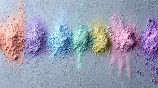 Pastel color powder piles creating abstract texture background