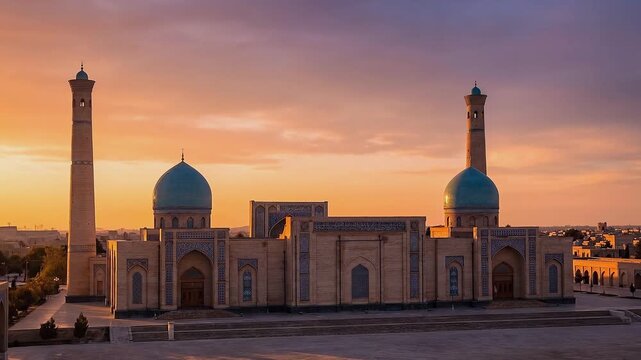 Majestic Tashkent Mosque at Sunset