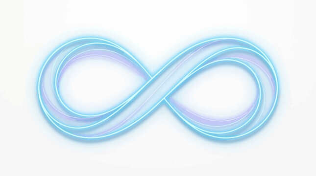 Blue Glowing Infinity Symbol, Eternal Loop, Limitless Concept, White Background