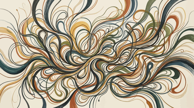 Abstract Swirling Lines Art - Organic Flowing Shapes Background