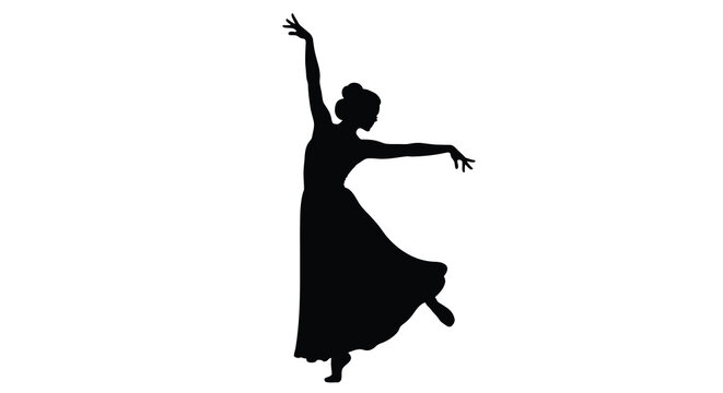 dancing woman silhouette on transparent background high quality
