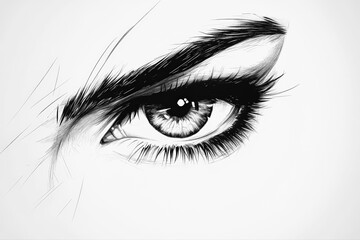 Naklejka premium Black and White manga style eye, AI generated