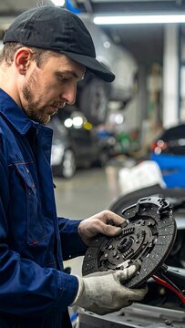 Auto mechanic fixing clutch.