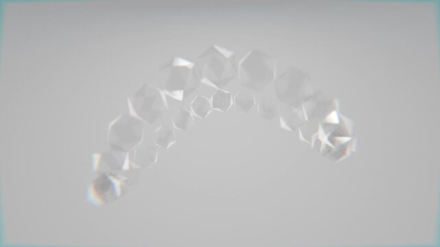 looping 3d geometric icospheres on solid colour background, abstract 3d looping background wallpaper