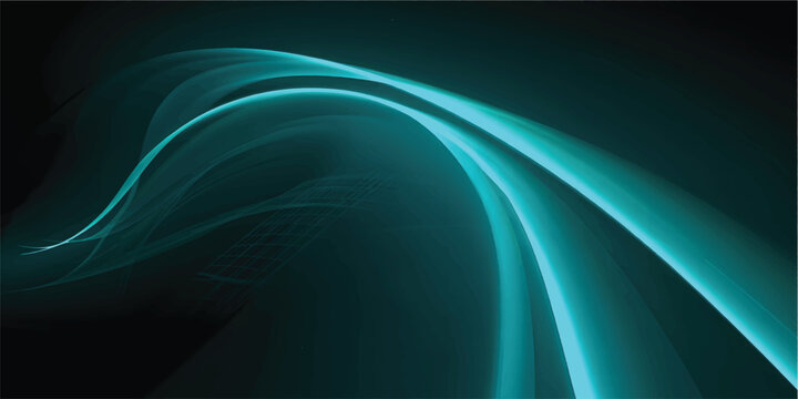 Glowing neon light trail elements. Bright blue speed line waves. Magical glowing curved path concept. Abstract curved dynamic motion lines. Sparkling flowing lines for posters, banners, flyers. Vector