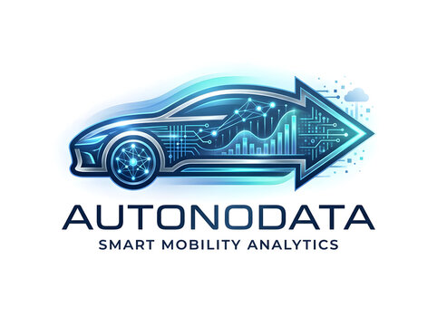 The brand is formed by the silhouette of an autonomous car seen from above or in a futuristic perspective...1